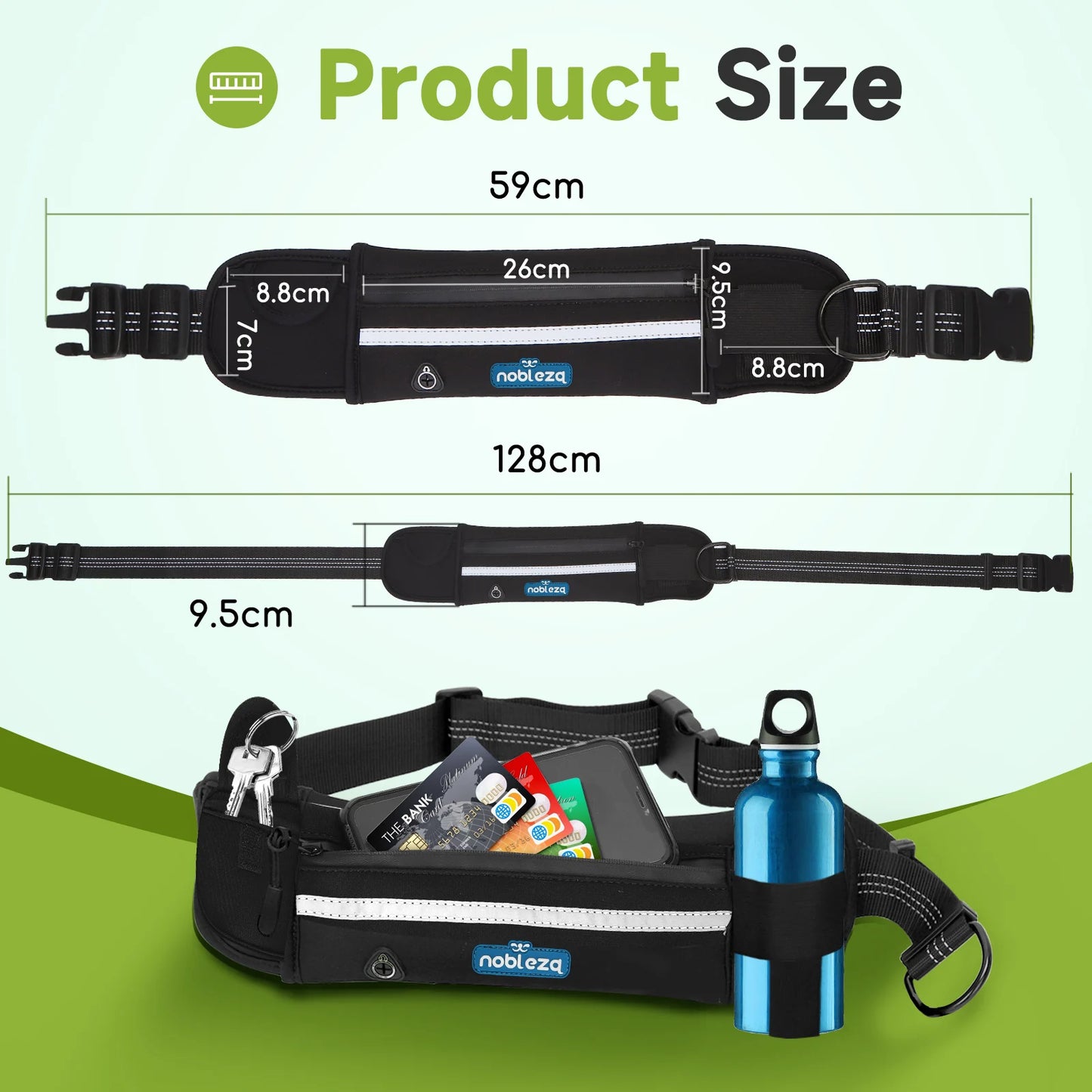 Correa elástica de bolsillo para perros, manos libres, correa retráctil con doble cuerda elástica.