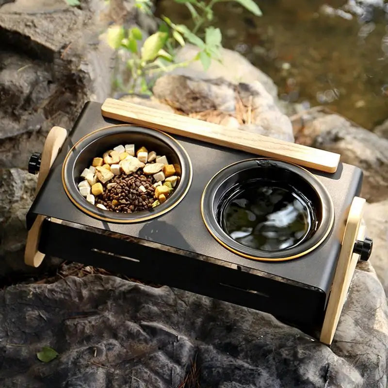 Cuencos elevados para perros Camping Cuenco elevado para perros Tazón para perros ajustable en 4 alturas para perros y gatos Acampar al aire libre