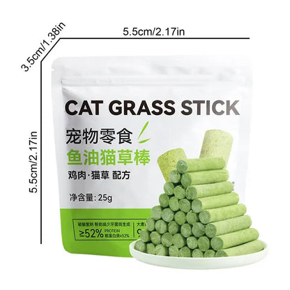 Juguete masticable para gatos para limpiar los dientes, palo de hierba para gatos al aire libre, palo para limpiar la dentición, palo masticable para eliminar bolas de pelo, hierba masticable para gatos