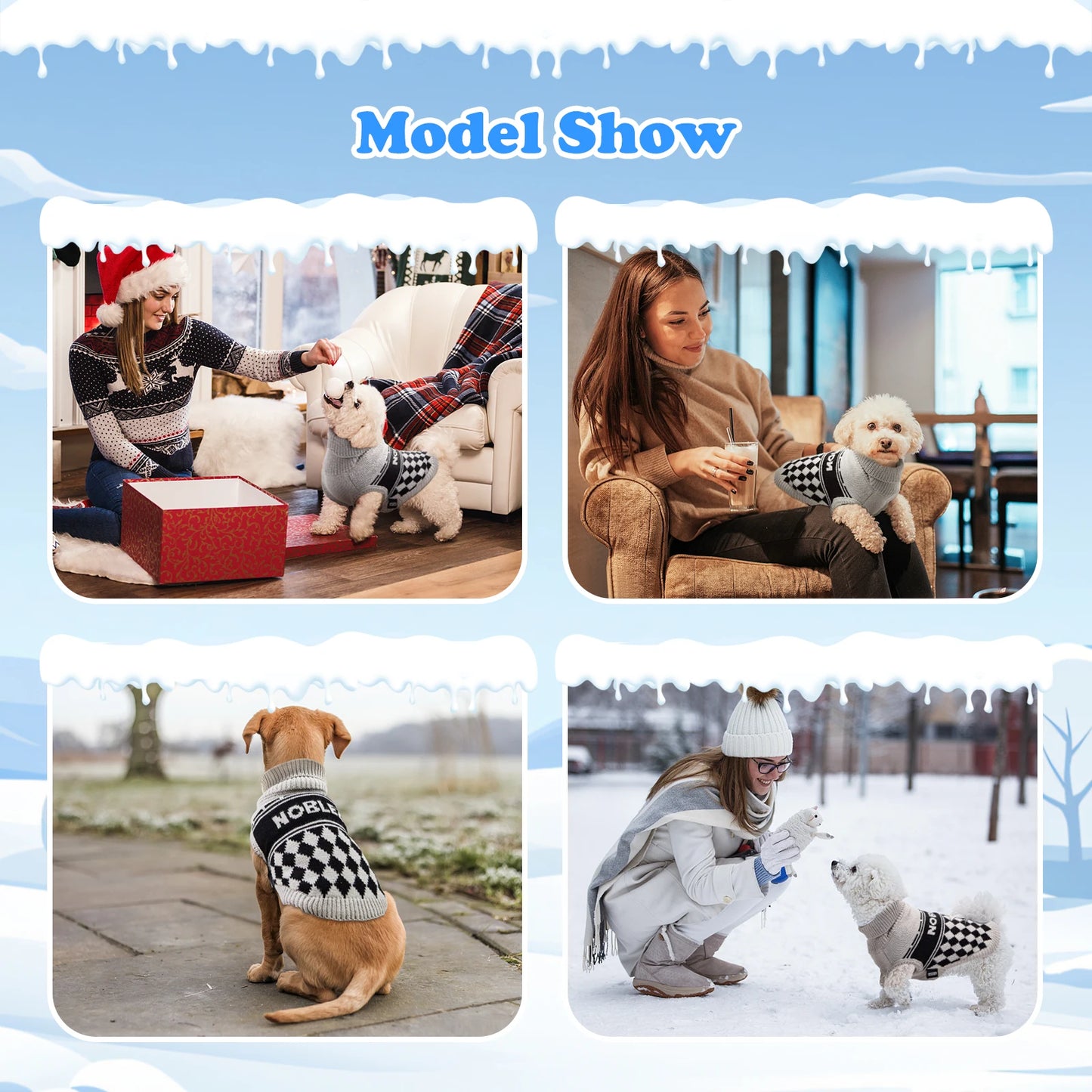 Suéter para perros pequeños, suéter elástico con cuello alto, suéter para perros pequeños