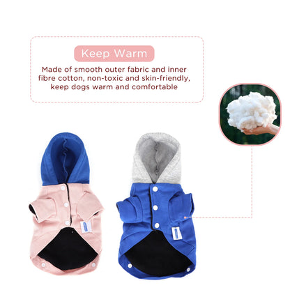 Sudadera con capucha cálida para perros pequeños, gatos y perros, ropa de invierno, abrigo para cachorros, chaqueta rosa