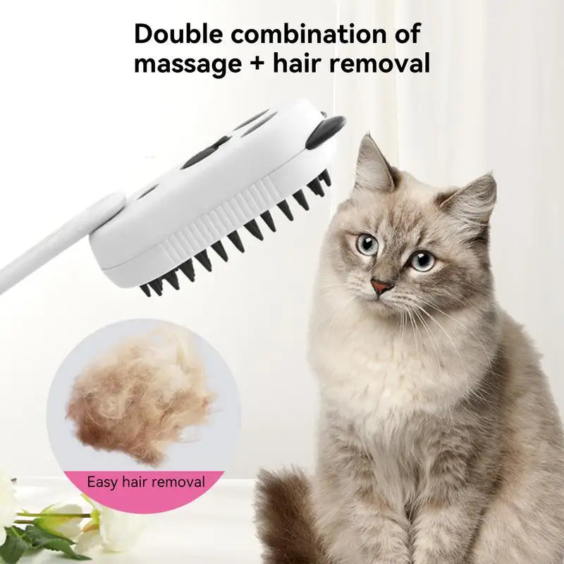 Cepillo de vapor peines para gatos con spray de vapor, suministros para mascotas, herramienta de aseo con luz azul, alimentado por USB para el pelo de las mascotas