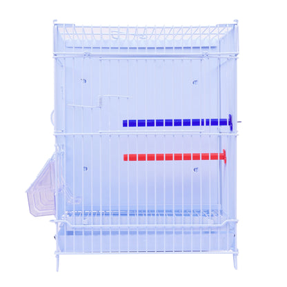 SMELL & SMILE Jaula de metal para aves grandes, medianas y pequeñas con separador central removible, bandeja extraíble, perchas y comederos incluidos. Disponible en 1, 2 o 3 niveles. Color blanco.