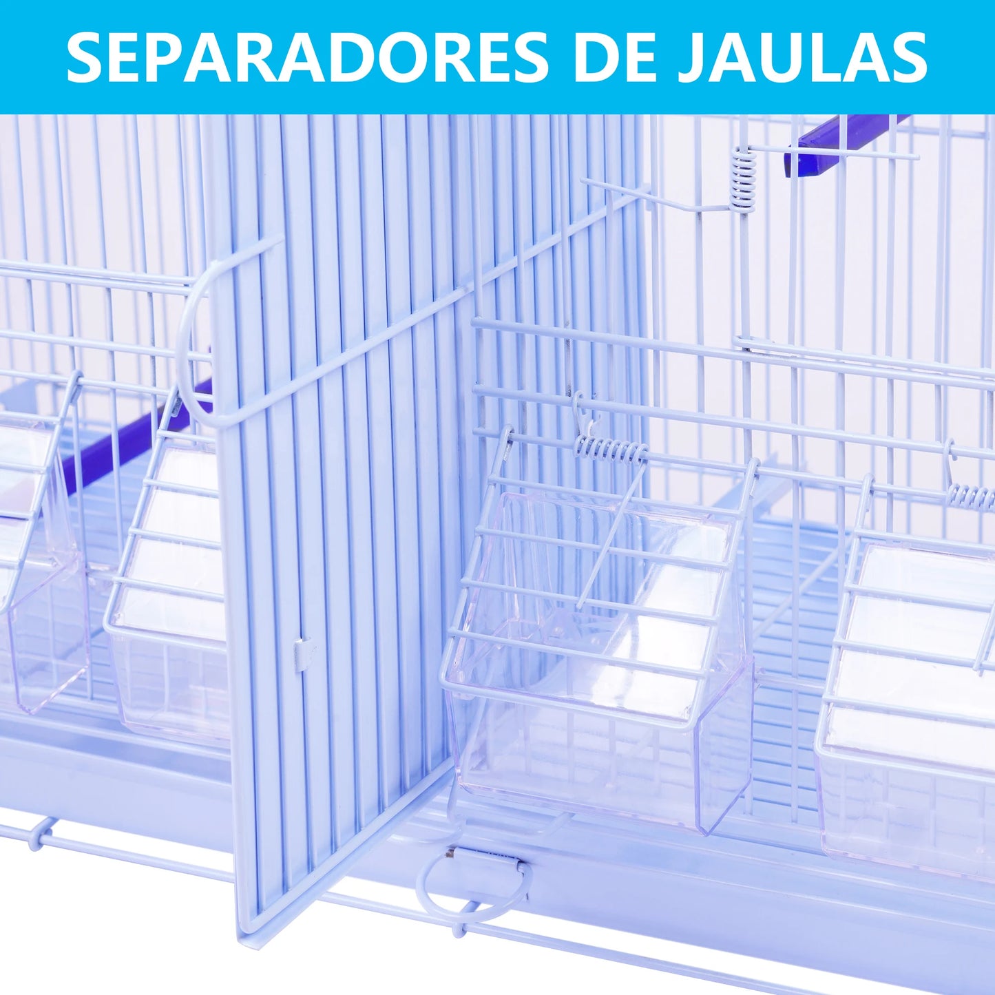 SMELL & SMILE Jaula de metal para aves grandes, medianas y pequeñas con separador central removible, bandeja extraíble, perchas y comederos incluidos. Disponible en 1, 2 o 3 niveles. Color blanco.