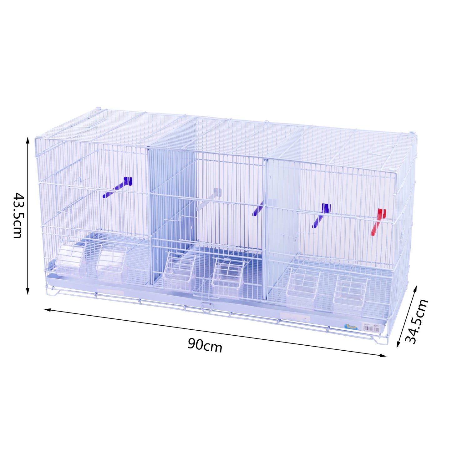 SMELL & SMILE Jaula de metal para aves grandes, medianas y pequeñas con separador central removible, bandeja extraíble, perchas y comederos incluidos. Disponible en 1, 2 o 3 niveles. Color blanco.
