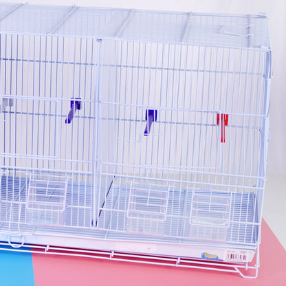 SMELL & SMILE Jaula de metal para aves grandes, medianas y pequeñas con separador central removible, bandeja extraíble, perchas y comederos incluidos. Disponible en 1, 2 o 3 niveles. Color blanco.