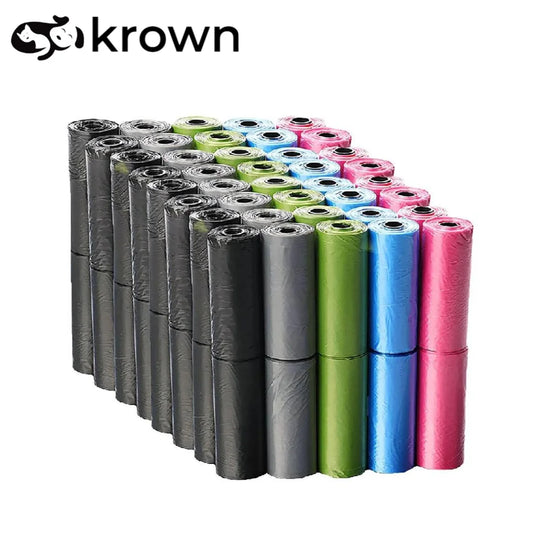 Krown - 150/300/600/900/1200/1500 Dog Poop Bags Multicolor or Black Poop Bag for Pet Dogs Black and Multicolor Bags for Pet Excrement Feces